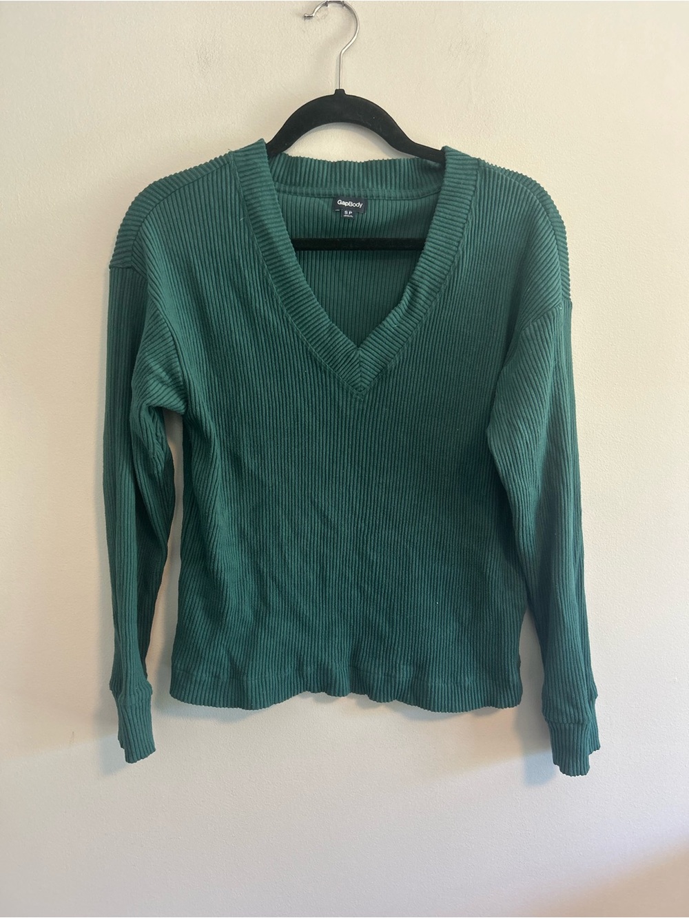 Gap small Green Ribbed V-Neck long sleeve Sweater top